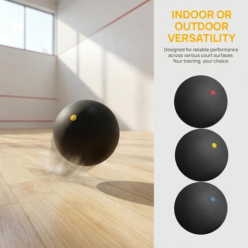 Homoyoyo 3pcs Squash Balls, Single Dot Rubber Racquet Balls for Practice and Skill Development, High Bounce Racquetball for Indoor and Outdoor Court Play Professional High Elasticity in Kuwait