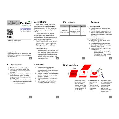 S300 RNASound Blood RNA Card (Pack of 25) in Saudi Arabia
