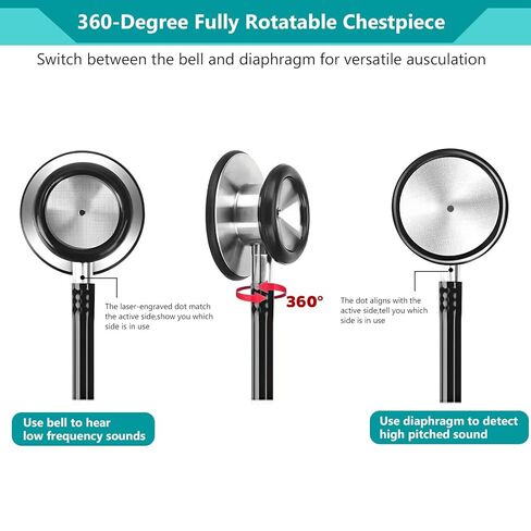 Professional Stethoscope with Medical Penlight, Stethoscope Name Tag, Replacement Soft Eartips for Doctor Nurse Clinical, Stainless Steel Dual-Head Stethoscope Chestpiece, Long Stethoscope Tube in Kuwait