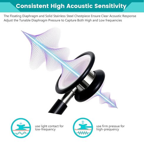 Professional Stethoscope with Medical Penlight, Stethoscope Name Tag, Replacement Soft Eartips for Doctor Nurse Clinical, Stainless Steel Dual-Head Stethoscope Chestpiece, Long Stethoscope Tube in Kuwait