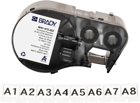 Brady Polyester Label Tape for Label Printer BMP41/BMP51/BMP53/M511 - Self Adhesive Printer Labels - Black on White (12,07 mm (W) x 7,62 m (L)) - M4C-475-422 in Saudi Arabia