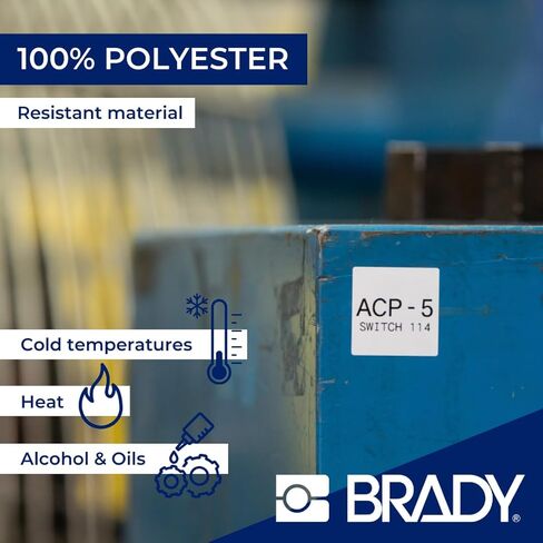 Brady Polyester Label Tape for Label Printer BMP41/BMP51/BMP53/M511 - Self Adhesive Printer Labels - Black on White (12,07 mm (W) x 7,62 m (L)) - M4C-475-422 in Saudi Arabia