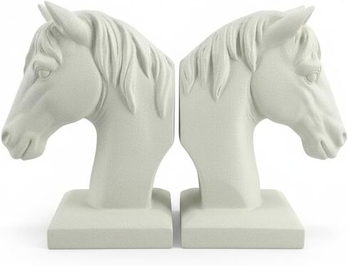 Comfy Hour Farmhouse Collection 5 "× 7" ، مجموعة من 2 ، Horse Head Art Bookends ، زوج واحد ، نمط عتيقة ، وزن ثقيل ، أبيض ، بوليريسين in Saudi Arabia