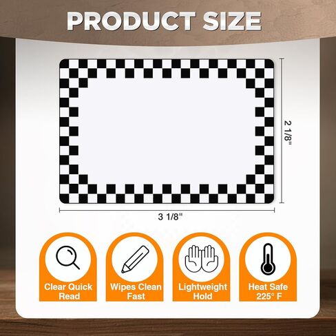 12 Pack Heat Resistant Deli Lables for Hot Food Display & Refrigerated Cases Write Plastic Deli Tag Stickers with Mini Black Checks for Sandwich Buffet Restaurant Party, 2 1/8 H x 3 1/8 L in Saudi Arabia
