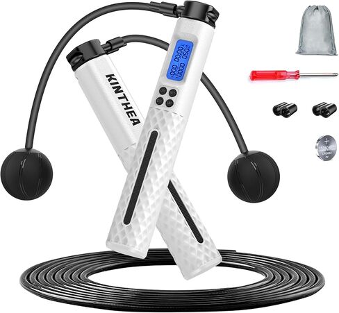 KINTHEA 2 في 1 حبل القفز الذكي مع عداد وشاشة LED، حبل القفز اللاسلكي مع عداد للنساء والرجال، جميع الأعمار، حبل قفز قابل للتعديل للياقة القلب في مساحة منزلية محدودة وفي الهواء الطلق in Kuwait