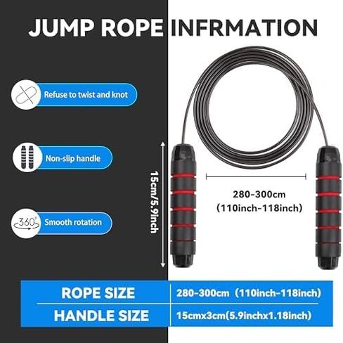 Jump Rope Adjustable Jump Ropes Tangle-Free Rapid Speed Jumping Rope with Ball Bearings for Fitness for Women Men Fitness, Home School Gym Exercise Slim Body in Saudi Arabia