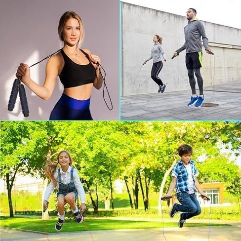 Jump Rope Adjustable Jump Ropes Tangle-Free Rapid Speed Jumping Rope with Ball Bearings for Fitness for Women Men Fitness, Home School Gym Exercise Slim Body in Saudi Arabia