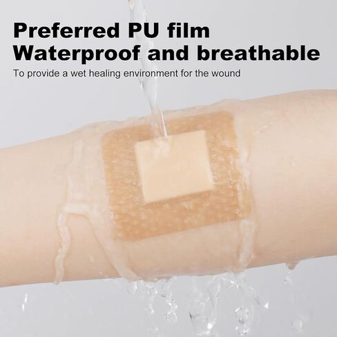 40 Pcs Silicone Foam Dressing 2x2 Gentle Border, Waterproof Silicone Bandages for Wounds Care, Bed Sore Patches, Super Absorbent Wound Dressing, Self Adhesive Pressure Sore Pads (40) in Kuwait