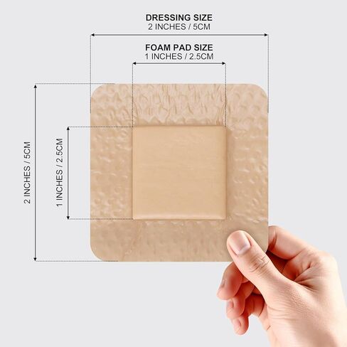 40 Pcs Silicone Foam Dressing 2x2 Gentle Border, Waterproof Silicone Bandages for Wounds Care, Bed Sore Patches, Super Absorbent Wound Dressing, Self Adhesive Pressure Sore Pads (40) in Kuwait