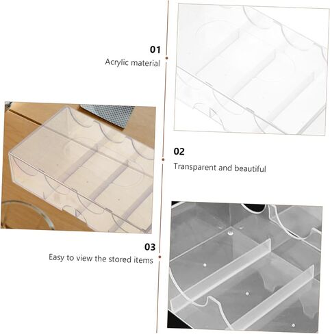 Kisangel Large Capacity Transparent Poker Chip Box with Four Compartments Wear Resistant Organizer for Easy Storage and Sorting of Poker Chips Secure Buckle Design in Kuwait