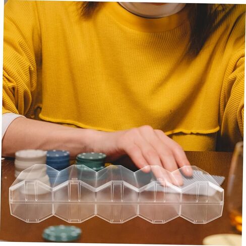 Toyvian Large Capacity Transparent Game Chip Case with Compartment Design Multi Use Poker Chip Holder Box Cards and Dice in Kuwait