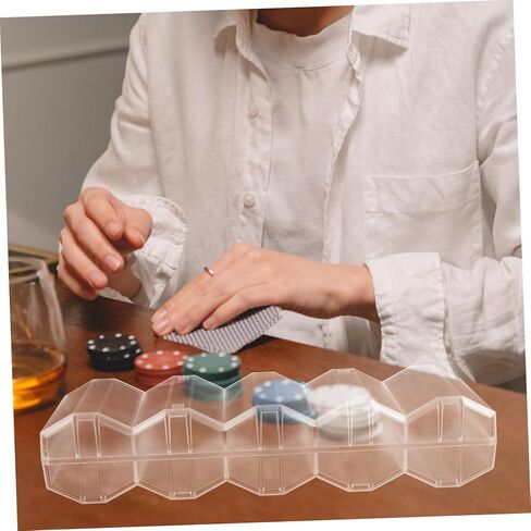 Toyvian Large Capacity Transparent Game Chip Case with Compartment Design Multi Use Poker Chip Holder Box Cards and Dice in Kuwait