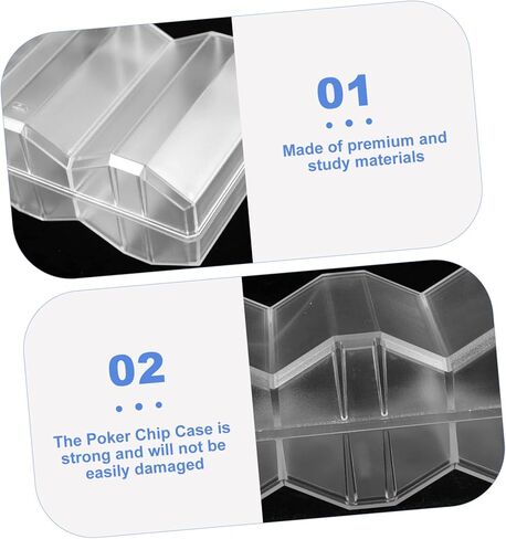 Toyvian Large Capacity Transparent Game Chip Case with Compartment Design Multi Use Poker Chip Holder Box Cards and Dice in Kuwait