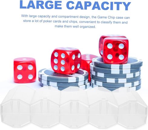 ibasenice Transparent Poker Chip Case Large Capacity with Compartmented Holder for Cards and Dice Game Chip Box for Organized Storage and Easy Carrying in Saudi Arabia