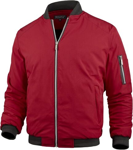 WULFUL Mens Casual Lightweight Jacket Softshell Flight Bomber Jacket Varsity Windbreaker in Saudi Arabia
