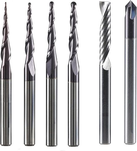 مجموعات مطحنة نهاية كربيد نهاية مربعة مطحنة CNC لقم نقش كربيد مجموعة طحن قطع الخشب مجموعة 4 مم لقم توجيه عرقوب لنحت الأدوات الخشبية (مجموعة 4 مم 6 قطع) in Kuwait