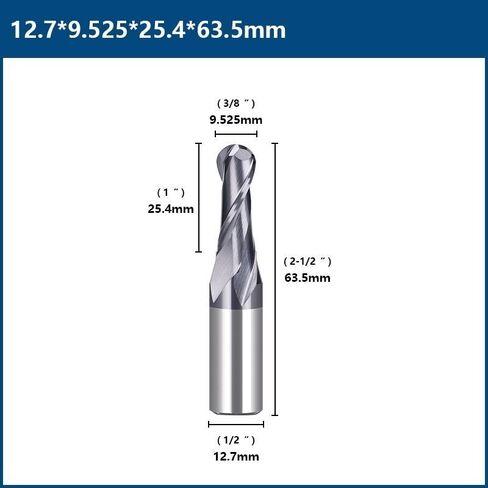 1 قطعة 2 المزامير الكرة الأنف نهاية مطحنة 6.35 مللي متر 12.7 مللي متر عرقوب الكرة الأنف كربيد نهاية مطحنة CNC القاطع بت التوجيه دوامة طحن أداة ل النجارة in Kuwait