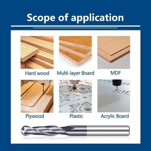 1 قطعة 2 المزامير الكرة الأنف نهاية مطحنة 6.35 مللي متر 12.7 مللي متر عرقوب الكرة الأنف كربيد نهاية مطحنة CNC القاطع بت التوجيه دوامة طحن أداة ل النجارة in Kuwait