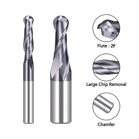 1 قطعة 2 المزامير الكرة الأنف نهاية مطحنة 6.35 مللي متر 12.7 مللي متر عرقوب الكرة الأنف كربيد نهاية مطحنة CNC القاطع بت التوجيه دوامة طحن أداة ل النجارة in Kuwait