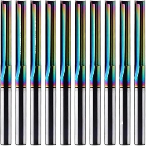 10 قطعة لقم التوجيه قاطعة الطحن ذات النهاية المستقيمة 3.175 مم 4 مم 6 مم 8 مم عرقوب 2 مزمار فتحة مستقيمة قاطعة الطحن طلاء DLC من الكربيد الصلب أدوات مطحنة نهاية جهاز التوجيه CNC (8x8x42x80L) in Kuwait