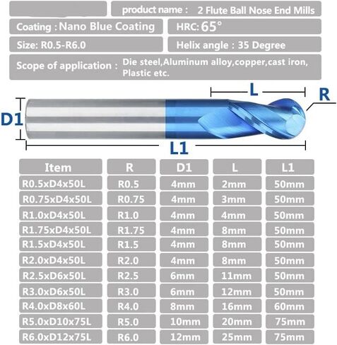2 الناي نانو الأزرق معطف الكرة الأنف دوامة نهاية مطحنة مجموعة كربيد نهاية مطحنة CNC آلة راوتر بت CNC راوتر بت للخشب العمل الاكريليك MDF PVC in Kuwait