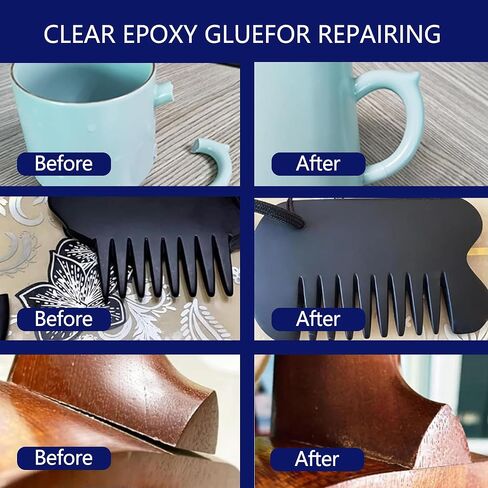 مجموعة غراء إيبوكسي لمدة 5 دقائق، لاصق إيبوكسي شفاف 250 مل، قوي، مقاوم للماء، مقاوم للحرارة، علاج سريع، غراء إيبوكسي لمدة 5 دقائق لجميع الأغراض، معدن، بلاستيك، خشب، سيراميك، زجاج والمزيد in Kuwait