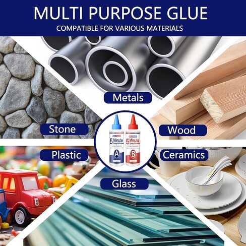 مجموعة غراء إيبوكسي لمدة 5 دقائق، لاصق إيبوكسي شفاف 250 مل، قوي، مقاوم للماء، مقاوم للحرارة، علاج سريع، غراء إيبوكسي لمدة 5 دقائق لجميع الأغراض، معدن، بلاستيك، خشب، سيراميك، زجاج والمزيد in Kuwait