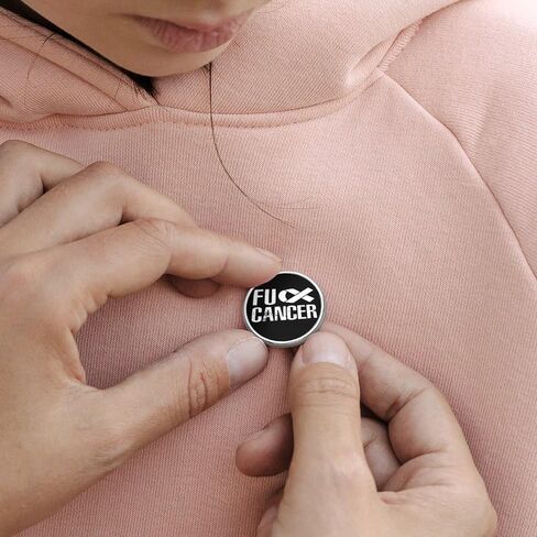 Fuck Cancer Fashion Badge Brooch Pin Round Lapel Tie Pin Decor for Men Women Costume Accessory in Saudi Arabia