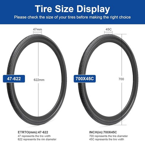 700x45C (47-622) Bike Tire 700C Bicycle tire and 700x44/50 AV48mm Bike Tube Suitable for 700 x 45C City/Road Folding Replacement Bike Tire (Single) in Saudi Arabia