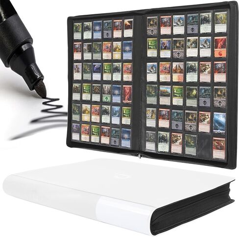 مجلد بطاقات التداول D DACCKIT 4 جيوب - يناسب 336 بطاقة، 21 صفحة تحميل جانبية، مجلد بطاقات بدون حلقات للألعاب القابلة للتجميع، الرياضة، TCG (الطراز D، أسود كلاسيكي) in Kuwait