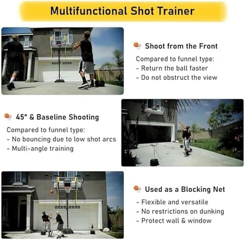 Automatic Shot Return Net Attachment - Simply Hook onto Your Hoop for Instant Smart Training, Compatible with Standard and Non-Standard Rims in Kuwait