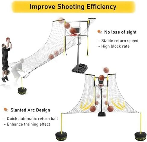 Automatic Shot Return Net Attachment - Simply Hook onto Your Hoop for Instant Smart Training, Compatible with Standard and Non-Standard Rims in Kuwait
