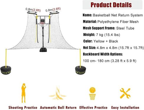 Versatile Shooting Rebounder Device - Perfect for Practicing Free Throws, Long-Range Shots, and Game-Like Scenarios in Any Setting in Kuwait