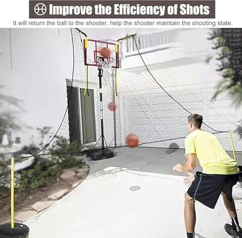 أداة ارتداد كرة السلة ذات الزاوية الذكية - انحدار 45 درجة ودعامات قابلة للدوران 90 درجة تضمن العودة المثالية من أي وضع في الملعب، مثالية للتدريبات الفردية in Kuwait