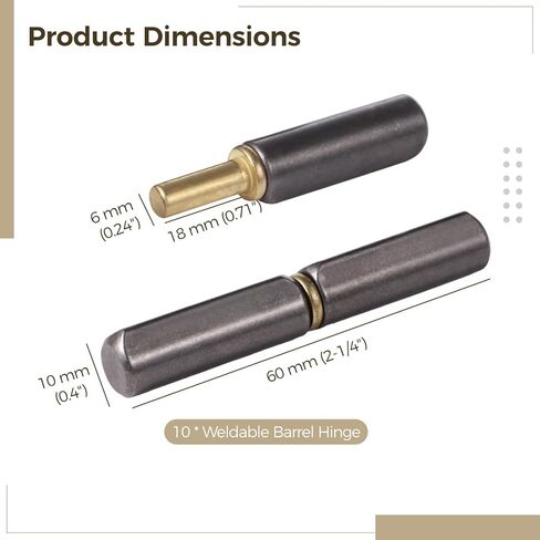 10 Pcs Heavy Duty Weldable Barrel Hinges, 2-1/4 in Weld On Hinge for Swing Doors, Trailer Gates, Windows and Trailer Ramps, Metal Detachable in Kuwait