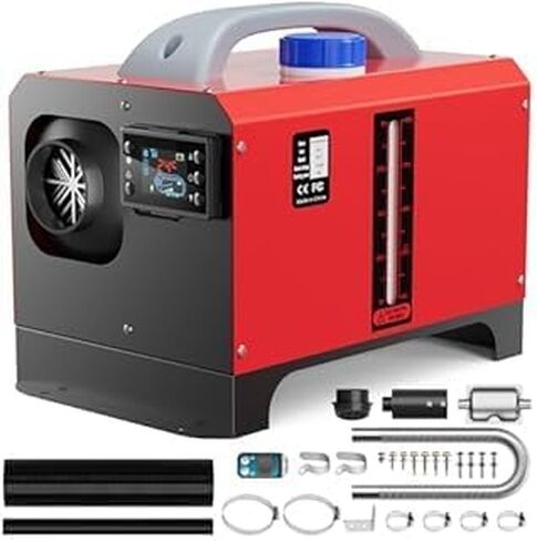 8KW 12V Diesel Heater All in One, Portable Parking Heater, Diesel Air Heater with 5L/1.3Gal Fuel Tank, Suit Work at Altitude 9842ft, Remote and LCD Control Heating (8kW Horizontal) in Kuwait