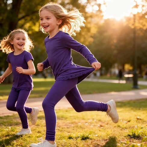 Girls High Rise Yoga Leggings: Soft Stretchy Slim Fit Tights - Casual for Kids 3-13 Fall School Dance Workout Play Athletic in Saudi Arabia