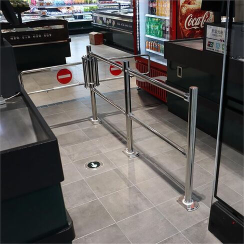 Supermarket Metal One-Way Import Export Gates Cashier Counter Spring-Loaded Entrance Swing Safety Gate for Malls in Kuwait