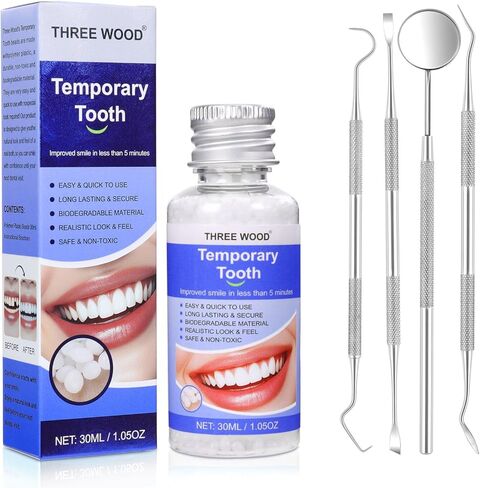 طقم أسنان مؤقت DIY مع خرزات حرارية قابلة للتشكيل، غطاء فجوة الأسنان التجميلية للأسنان المفقودة أو المكسورة in Kuwait