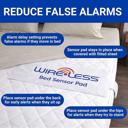 Secure Safety Solutions Wireless Bed Alarm for Elderly Adults - 12" x 30" Sensor Pad, Remote Cordless Monitor - Caregiver Alert System, Fall Prevention for Dementia Patients in Kuwait