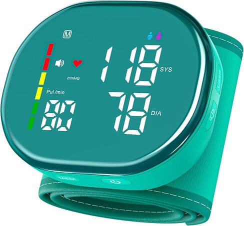 جهاز قياس ضغط الدم من المعصم، جهاز قياس ضغط الدم الرقمي القابل لإعادة الشحن مع ذاكرة 2 × 120، وحقيبة حمل ودعم للمعصم، سوار قابل للتعديل مقاس 5.3 بوصة - 7.7 بوصة، سهل الاستخدام لكبار السن والاستخدام المنزلي العائلي in Kuwait