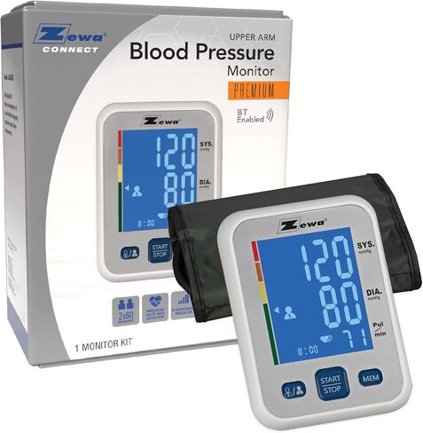 جهاز قياس ضغط الدم الأوتوماتيكي Zewa Premium مع تقنية Bluetooth وشاشة كبيرة جدًا لأجهزة Android وiOS in Kuwait