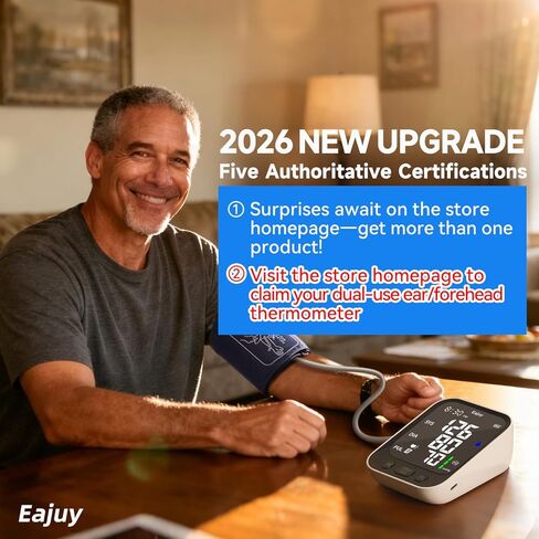 جهاز مراقبة ضغط الدم 【ترقية جديدة 2026 】 الكفة الدقيقة لضغط الدم في الذراع العلوي للاستخدام المنزلي، شاشات BP الرقمية التلقائية مع الكفة واسعة النطاق، الكفة BP الكبيرة القابلة للتعديل (8.6 بوصة - 16.5 بوصة)، 2 * 199 ذاكرة in Kuwait