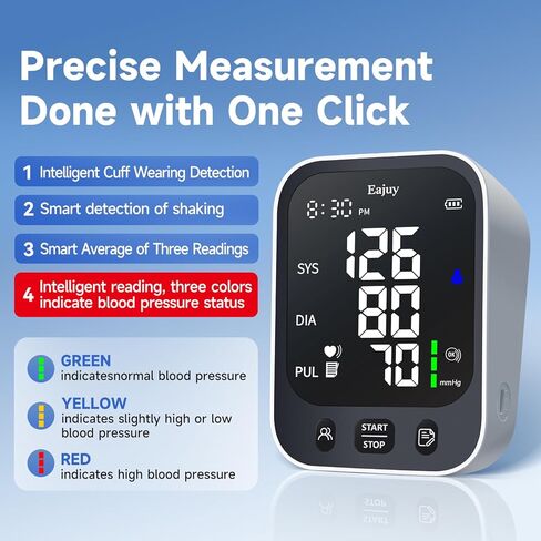 جهاز مراقبة ضغط الدم 【ترقية جديدة 2026 】 الكفة الدقيقة لضغط الدم في الذراع العلوي للاستخدام المنزلي، شاشات BP الرقمية التلقائية مع الكفة واسعة النطاق، الكفة BP الكبيرة القابلة للتعديل (8.6 بوصة - 16.5 بوصة)، 2 * 199 ذاكرة in Kuwait