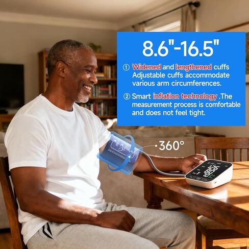 جهاز مراقبة ضغط الدم 【ترقية جديدة 2026 】 الكفة الدقيقة لضغط الدم في الذراع العلوي للاستخدام المنزلي، شاشات BP الرقمية التلقائية مع الكفة واسعة النطاق، الكفة BP الكبيرة القابلة للتعديل (8.6 بوصة - 16.5 بوصة)، 2 * 199 ذاكرة in Kuwait