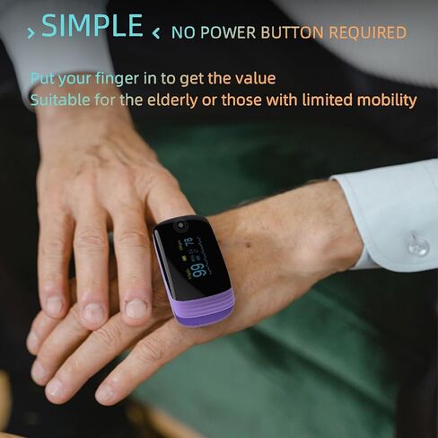 Rechargeable pulse oximeter with respiration, with SpO2 Pulse Rate and PI RR Precision Fast Oximeter SpO2 Reading Outdoor Sports Home (Purple) in Kuwait