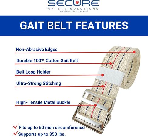 Secure Safety Solutions Wireless Bed Exit Alarm for Elderly Adults & 60" Gait Belt - 12x30 Sensor Pad, Cordless Patient Monitor - Smart Reliable Caregiver Alert, Fall Prevention for Dementia, Seniors in Kuwait