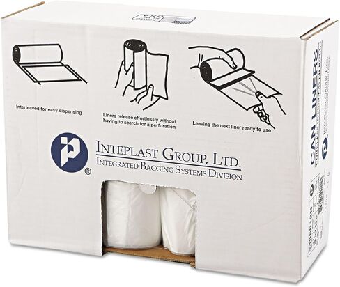 Inteplast S386012N High-Density Can Liner, 38 x 60, 60gal, 12mic, Clear, 25/Roll, 8 Rolls/Carton in Kuwait