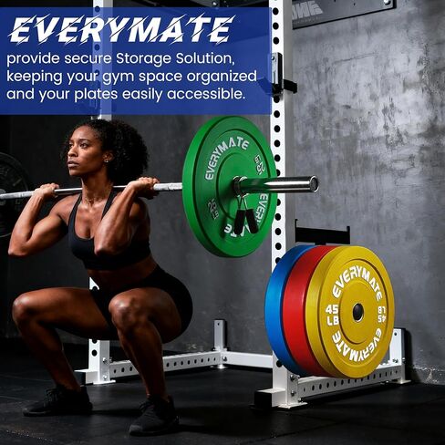 EVERYMATE Power Rack & Squat Rack Attachments Olympic Weight Plate Holder – Fits 2x2,2.3x2.3,3x3 Inch Tubes, 1" or 5/8" Hole – Bumper Plate Storage in Kuwait