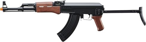 بندقية لانسر التكتيكية AK47 AEG Airsoft مع مخزون قابل للطي Gen 1 LT-728 - معدن كامل، إطار عالي في الثانية، بطارية وشاحن متضمن (أسود/خشب صناعي) - 600 جولة in Kuwait